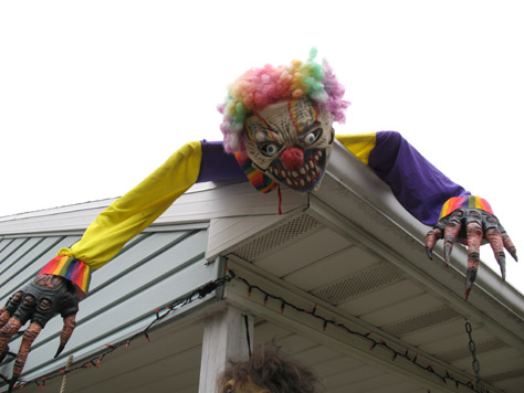 My oldest Halloween mask; I got it for my 13th birthday.  This clown is always somewhere different each year.